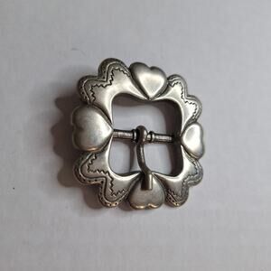 VTG Brighton Silver Tone Heart Belt Buckle Replacement Western Scalloped 1.5"
